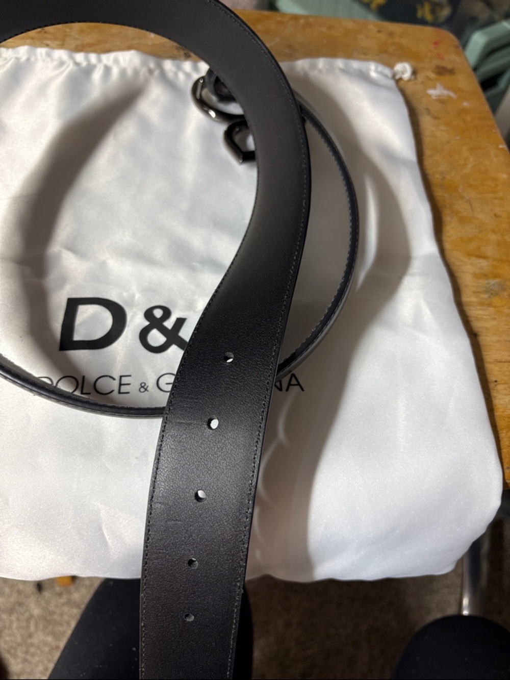 Dolce & Gabbana Black Leather Belt with Silver DG Buckle - Picture 5 of 5